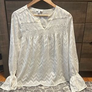 Stella & Dot Mette Cream/gold Blouse with Chevron Design